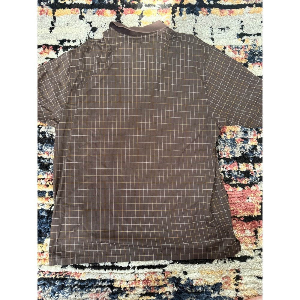 Austin Reed London Brown Grid Check Mercerized Cotton Polo Shirt Mens XL - Picture 5 of 5